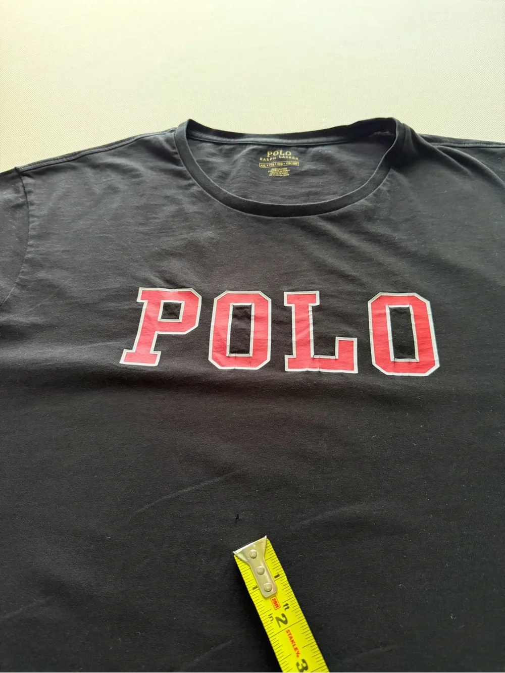 Polo by Ralph Lauren Black Long-Sleeve Tee with Red POLO Chest Logo XXL